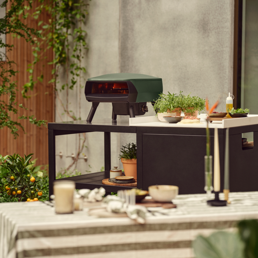 Rotating Stone Gas Pizza Oven 13” – Portable Outdoor Pizza Maker (Green) - 2 Year Warranty