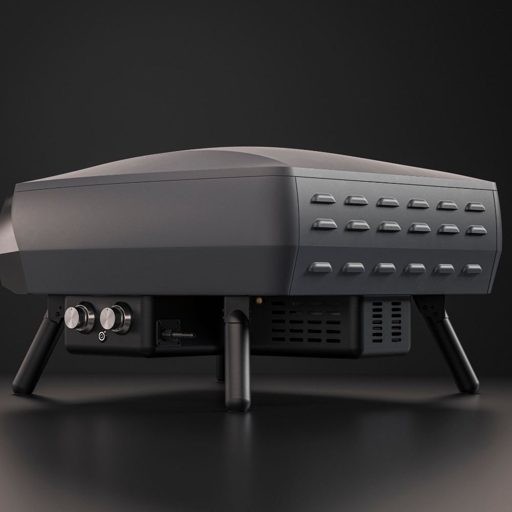 Gas Pizza Oven with Twin Burner & Rotating Stone 16" – High-Heat Outdoor Pizza Maker (Graphite)