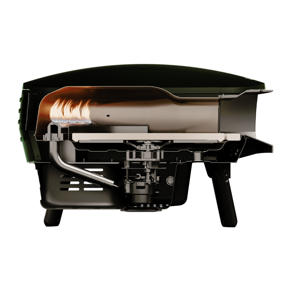 Rotating Stone Gas Pizza Oven 13” – Portable Outdoor Pizza Maker (Black)