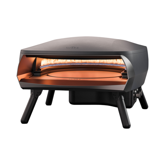 Gas Pizza Oven with Twin Burner & Rotating Stone 16" – High-Heat Outdoor Pizza Maker (Graphite)