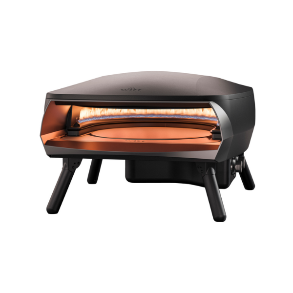 Gas Pizza Oven with Twin Burner & Rotating Stone 16" – High-Heat Outdoor Pizza Maker (Black) - 2 Year Warranty