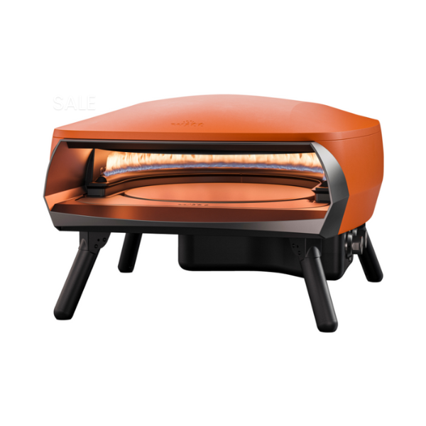Gas Pizza Oven with Twin Burner & Rotating Stone 16" – High-Heat Outdoor Pizza Maker (Orange) - 2 Year Warranty