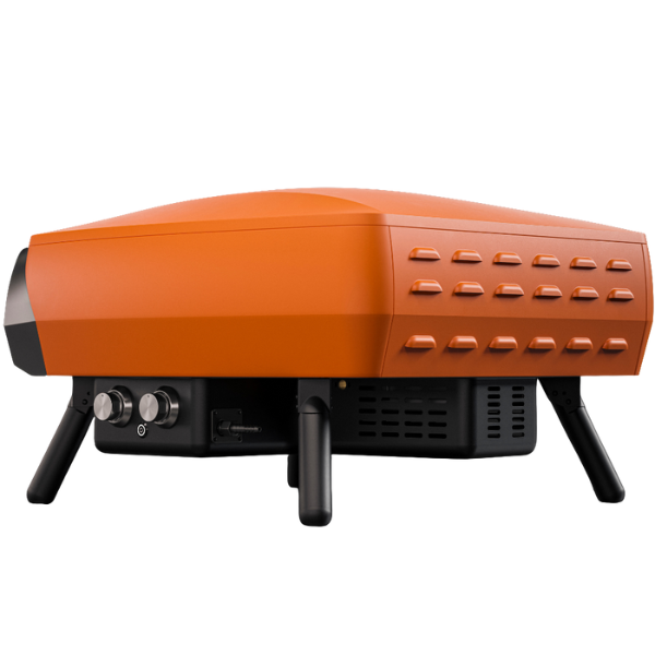 Gas Pizza Oven with Twin Burner & Rotating Stone 16" – High-Heat Outdoor Pizza Maker (Orange) - 2 Year Warranty