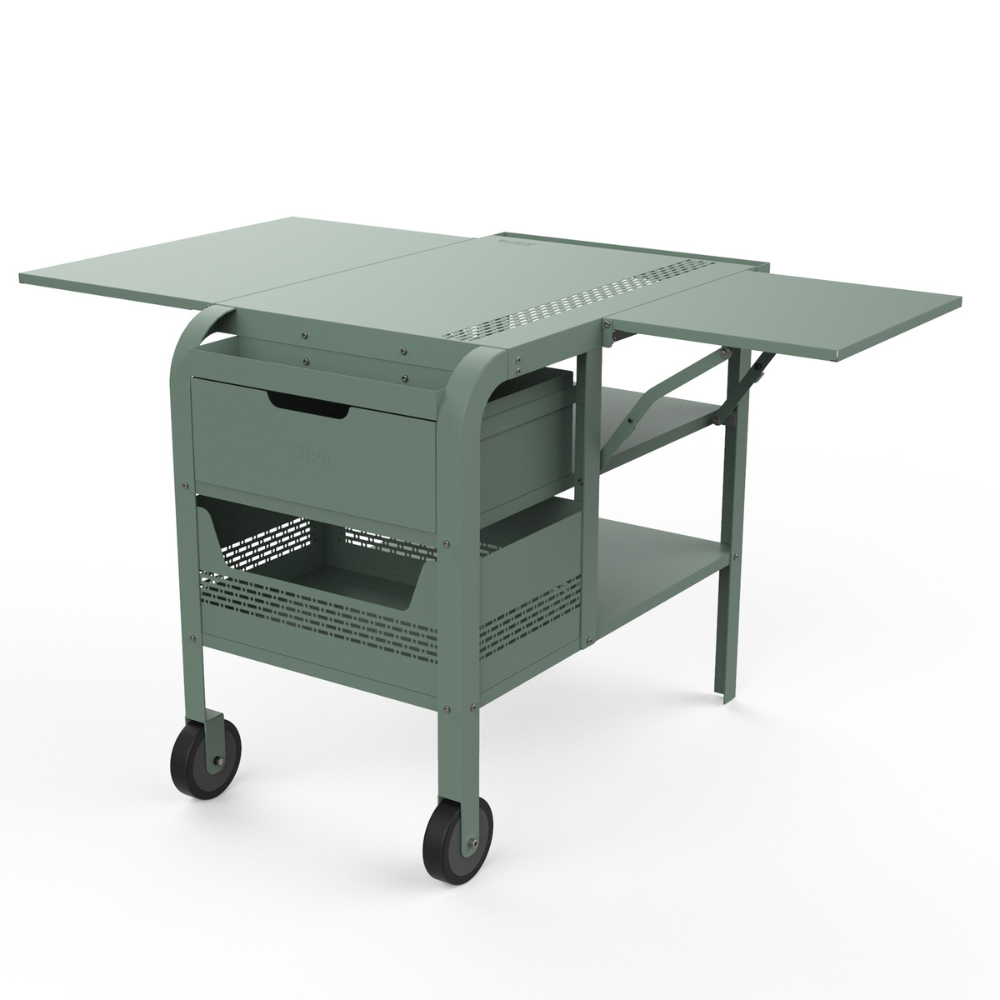 Fredda Deluxe Garden Trolley with Side Tables - Eucalyptus