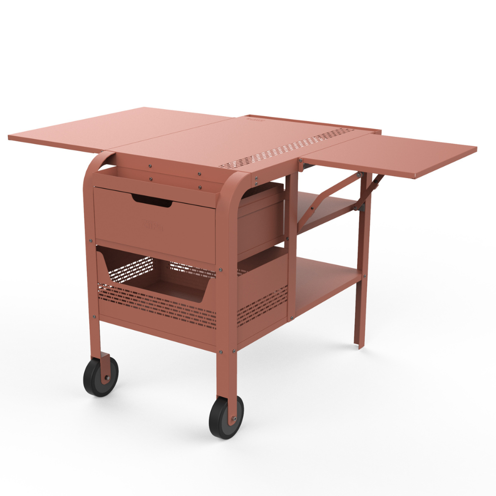 Fredda Deluxe Garden Trolley with Side Tables - Terracotta